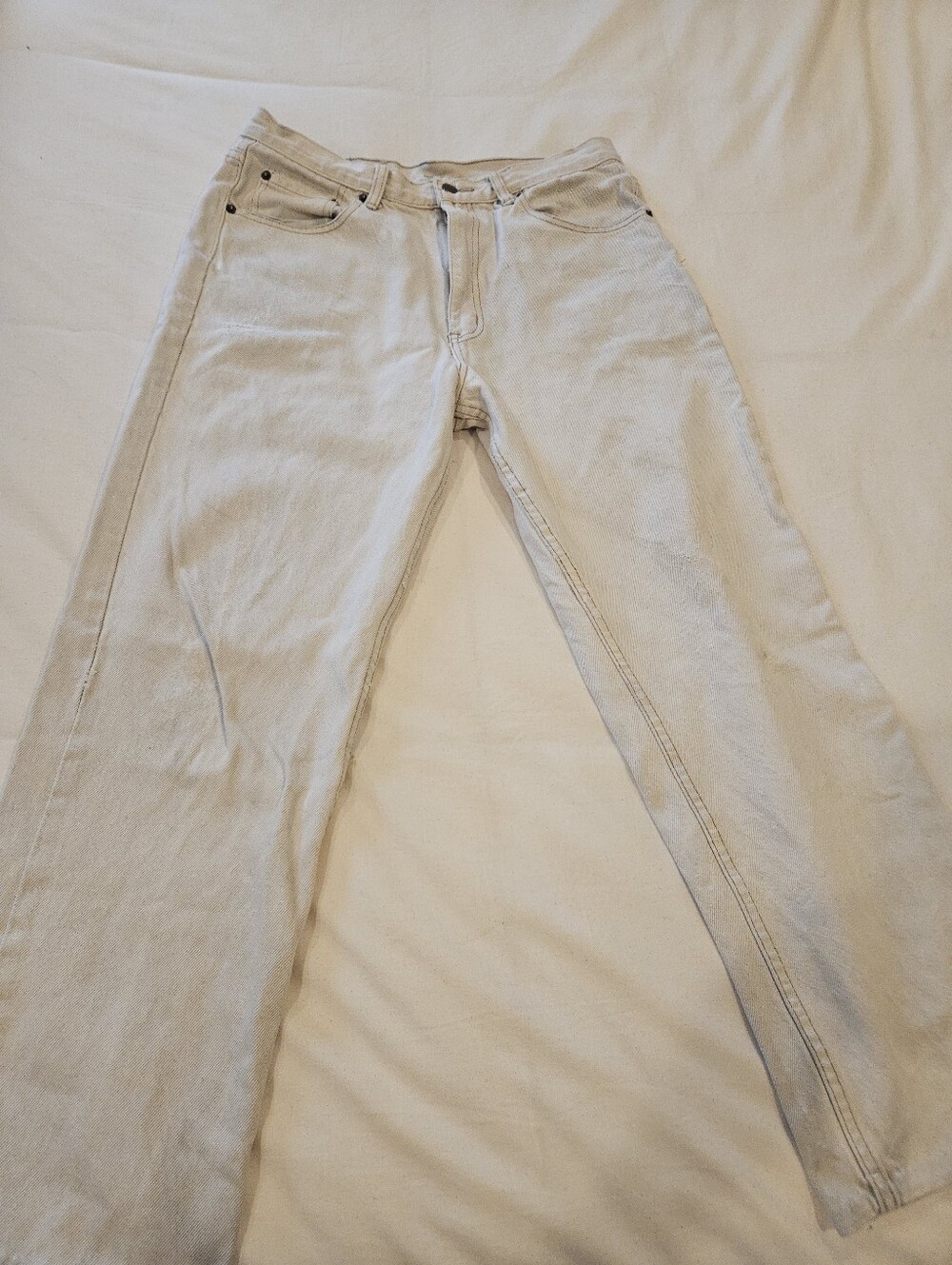 Vintage Solo Semore White Beige Jeans Straight Leg Skater 34X30 100% Cotton Mens